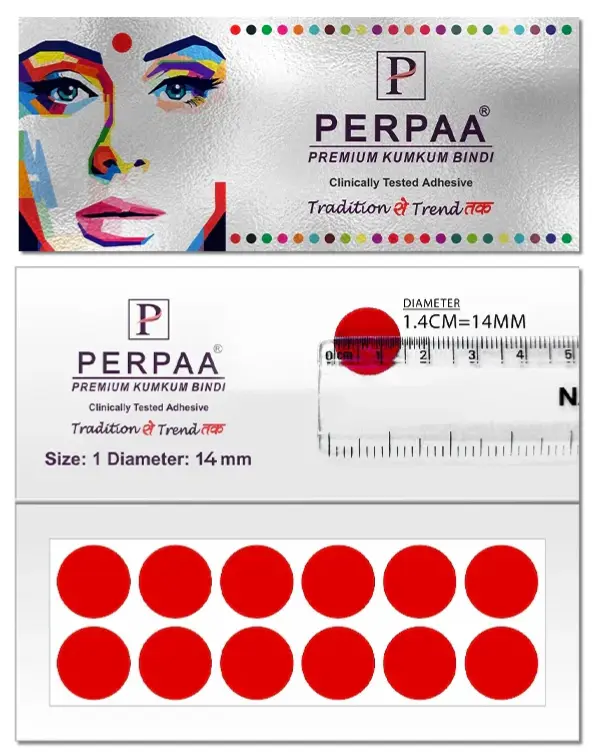 Premium Velvet Kumkum Bindi – Red (Size 1 (15 mm))