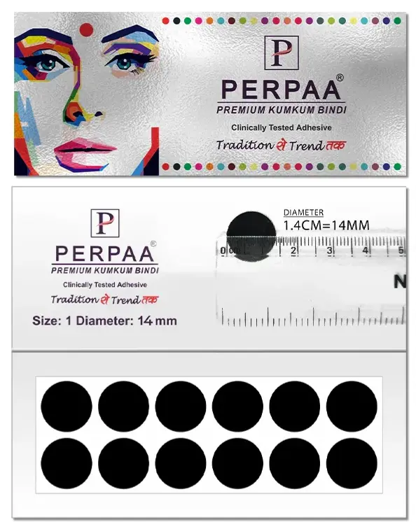 Premium Velvet Kumkum Bindi – Black (Size 1 (15 mm))